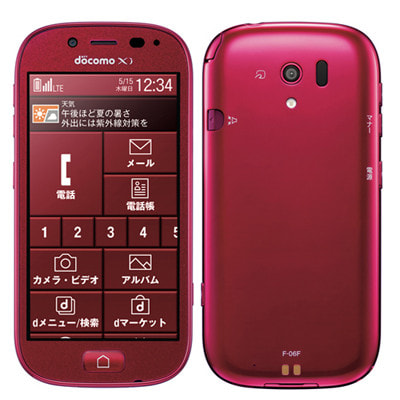 美中古品 F-06F らくらくスマートフォン3 レッド らくらくスマートフォン3 F-06F レッド|中古スマートフォン格安販売の