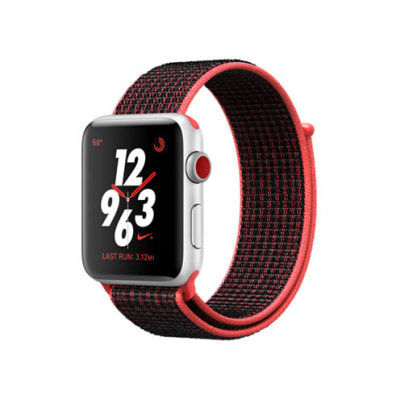 イオシス|Apple Watch Nike+ Series3 42mm GPS+Cellular MQMG2J/A A1859【シルバーアルミニウムケース/ブライトクリムゾン ブラックNikeスポーツループ】