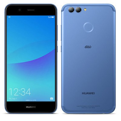 SIMロック解除済】 au Huawei nova2 HWV31 Aurora Blue|中古