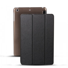 【スリープ機能対応】　iPadmini4/5用スマートカバー　【背面保護ケース付】　ブラック