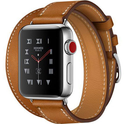 Apple Watch Hermes Series3 38mm GPS+Cellularモデル MQML2J/A  A1889【ステンレススチールケース/ヴォー・バレニア(フォーヴ)ドゥブルトゥールレザーストラップ】