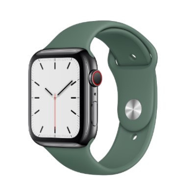 イオシス|Apple Watch Series5 44mm GPS+Cellularモデル MWR42J/A+MWUV2FE/A A2157【スペースブラックステンレススチールケース/パイングリーンスポーツバンド】
