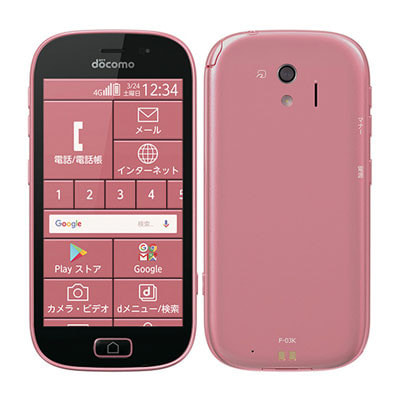 【SIMロック解除済】らくらくスマートフォン me　F-03K　ピンク