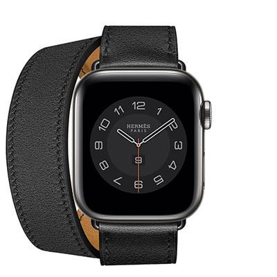 Apple Watch Hermes Series6 40mm GPS+Cellularモデル MG363J/A  A2375【スペースブラックステンレススチールケース/ヴォー・スウィフト(黒)ドゥブルトゥールレザーストラップ】|中古ウェアラブル端末格安販売の【イオシス】