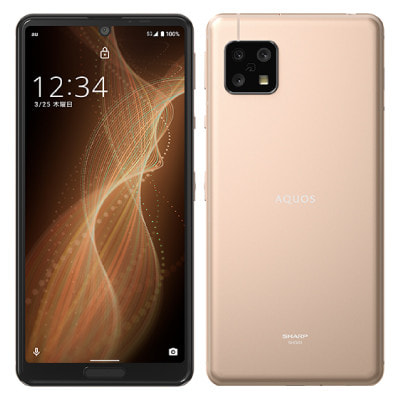 【SIMロック解除済】au AQUOS sense5G SHG03 ライトカッパー