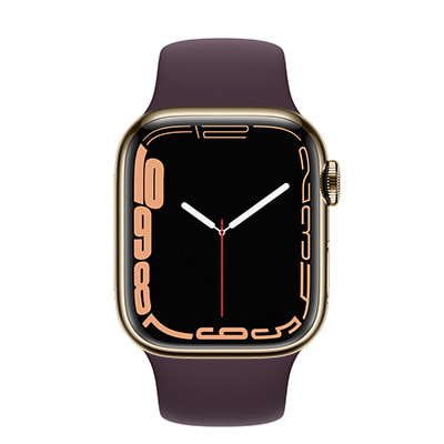 Apple Watch Series7 41mm GPS+Cellularモデル MKHY3J/A A2476【ゴールドステンレススチールケース/  ダークチェリースポーツバンド】