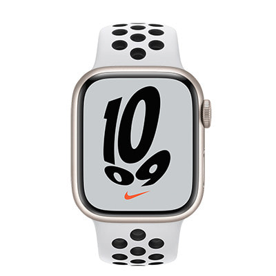 Apple Watch Nike Series7 41mm GPS+Cellularモデル MKJ33J/A  A2476【スターライトアルミニウムケース/ピュアプラチナム ブラックNikeスポーツバンド】