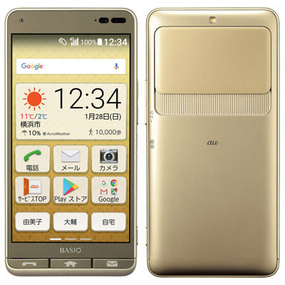 SIMフリー 本体 BASIO 3 KYV43 32 GB 174G4 ゴールド KYOCERA BASIO3 (KYV43) ゴールド 【J:COM版SIMフリー】|中古