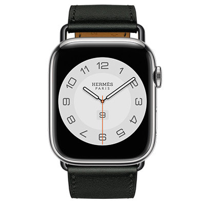 Apple Watch Hermes Series7 45mm GPS+Cellularモデル MKMV3J/A+MN7Y3FE/A  A2478【シルバーステンレススチールケース/(黒)アトラージュ・シンプルトゥールレザーストラップ】|中古ウェアラブル端末格安販売の【イオシス】