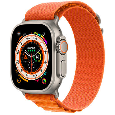 【ネットワーク利用制限▲】SoftBank Apple Watch Ultra 49mm GPS+Cellularモデル MQFM3J/A  A2684【チタニウムケース/オレンジアルパインループ】