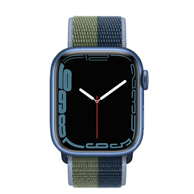 Apple Watch Series7 41mm GPS+Cellularモデル MKLQ3J/A+ML2Q3FE/A A2476【ブルーアルミニウムケース/アビスブルー モスグリーンスポーツループ】