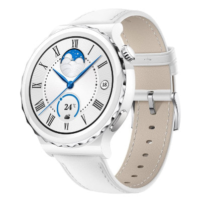 HUAWEI WATCH GT3 Pro 43mm クラシックモデル ナノセラミックケース レザーベルト[シルバー]  FRG-B19|中古ウェアラブル端末格安販売の【イオシス】