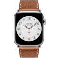 Apple Watch Hermes Series8 45mm GPS+Cellularモデル MNNT3J/A+MPKT3FE/A A2775【シルバーステンレススチールケース/ヴォー・スウィフト(ゴールド)Hディアゴナル・シンプルトゥールレザーストラップ】
