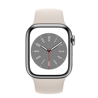 Apple Watch Series8 41mm GPS+Cellularモデル MNLU3J/A+MKU93FE/A  A2773【シルバーステンレススチールケース/スターライトスポーツバンド】