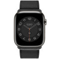 Apple Watch Hermes Series8 45mm GPS+Cellularモデル MNL53J/A+MX2R2FE/A A2775【スペースブラックステンレススチールケース/ヴォー・スウィフト(黒)シンプルトゥールレザーストラップ】