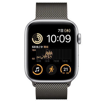 【第2世代】Apple Watch SE 44mm GPS+Cellularモデル MRWY3J/A+MTJQ3FE/A  A2724【シルバーアルミニウムケース/グラファイトミラネーゼループ】