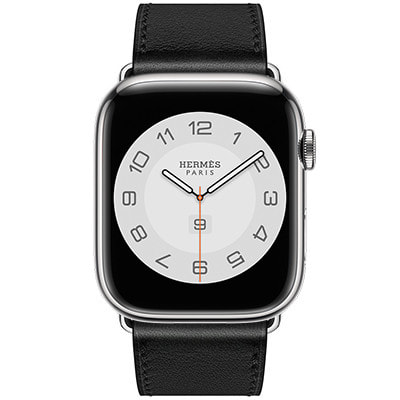 Apple Watch Hermes Series7 45mm GPS+Cellularモデル MKL63ZP/A  A2478【シルバーステンレススチールケース/ヴォー・スウィフト(黒)シンプルトゥールディプロイアントバックルレザーストラップ 】|中古ウェアラブル端末格安販売の【イオシス】