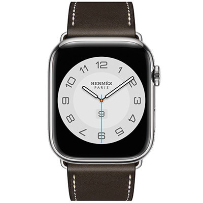 Apple Watch Hermes Series7 45mm GPS+Cellularモデル MKMV3J/A+MTQG2FE/A  A2478【シルバーステンレススチールケース/ヴォー・バレニア(エベンヌ)シンプルトゥールディプロイアントバックル レザーストラップ】|中古ウェアラブル端末格安販売の【イオシス】