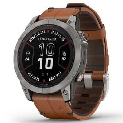 Garmin fenix 7 Pro Sapphire Dual Power Ti Carbon Gray DLC レザーバンド  010-02777-82|中古ウェアラブル端末格安販売の【イオシス】