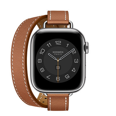 Apple Watch Hermes Series7 41mm GPS+Cellularモデル MKLY3J/A+MKG13FE/A  A2476【シルバーステンレススチールケース/ヴォー・スウィフト(ゴールド)アトラージュ・ドゥブルトゥール レザーストラップ】|中古ウェアラブル端末格安販売の【イオシス】