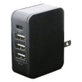 PD対応 Type-C+Type-Ax3ポート 20W AC充電器 ブラック IAC1C3UPD20K