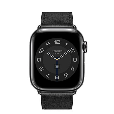 Apple Watch Hermes Series7 41mm GPS+Cellularモデル MKJ63J/A  A2476【スペースブラックステンレススチールケース/ヴォー・スウィフト（黒）シンプルトゥールレザーストラップ】|中古ウェアラブル端末格安販売の【イオシス】