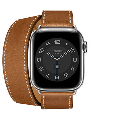 Apple Watch Hermes Series7 41mm GPS+Cellularモデル MKLY3J/A+MKFV3FE/A  A2476【シルバーステンレススチールケース/ヴォー・バレニア(フォーヴ)グルメット・ドゥブルトゥールレザー ストラップ】|中古ウェアラブル端末格安販売の【イオシス】