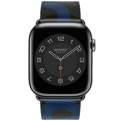 Apple Watch Hermes Series7 45mm GPS+Cellularモデル MKMW3J/A+MKGA3FE/A  A2478【スペースブラックステンレススチールケース/(黒/ブルー・エレクトリック)サーキットH シンプルトゥール レザーストラップ】|中古ウェアラブル端末格安販売の【イオシス】