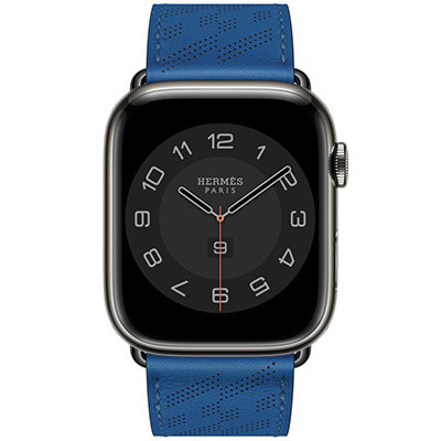 Apple Watch Hermes Series8 45mm GPS+Cellularモデル MNNY3J/A+MPKV3FE/A A2775【 スペースブラック ステンレススチールケース/ヴォー・スウィフト(ブルー・ドゥ・フランス)Hディアゴナル・シンプルトゥールレザーストラップ】|中古ウェアラブル端末格安販売の【イオシス】