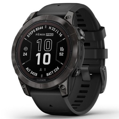イオシス|Garmin fenix 7 Pro Sapphire Dual Power Ti Carbon Gray DLC ブラックシリコンバンド 010-02777-52