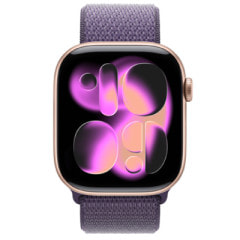 Apple Watch Series11 46mm GPSモデル MEWA4J/A+MFFK4FE/A A3333【ローズゴールドアルミニウムケース/パープルフォグスポーツループ】