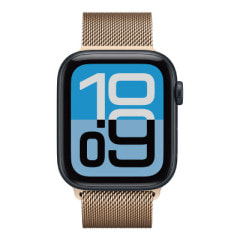 Apple Watch SE3 44mm GPS+Cellularモデル MEQ44J/A+MGJ54FE/A A3328【ミッドナイトアルミニウムケース/ゴールドミラネーゼループ(M/L)】