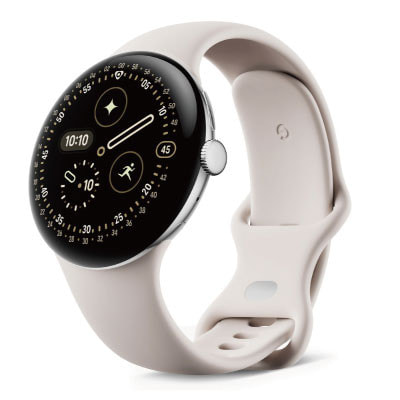 Google Pixel Watch4 45mm Wi-Fiモデル Polished Silverアルミケース 