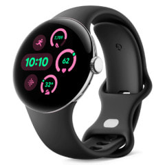 Google Pixel Watch3 41mm Wi-Fiモデル Polished Silverアルミケース/Obsidianアクティブバンド