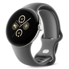 【専用充電ケーブル欠品】Google Pixel Watch2 Wi-Fiモデル Polished Silverアルミケース/Charcoalアクティブバンド GA05031-GB