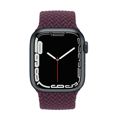 イオシス｜Apple Watch Series7 41mm GPSモデル MKND3J/A+ML3Y3FE/A A2473【ミッドナイトアルミニウムケース/ダークチェリーブレイデッドソロループ(サイズ6)】