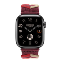 Apple Watch Hermes Series9 41mm GPS+Cellularモデル MRQ53J/A+MTHL3FE/A A2982【スペースブラックステンレススチールケース/(ルージュH) ブリドン・シンプルトゥールストラップ】