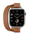 Apple Watch Hermes Series9 41mm GPS+Cellularモデル MRQ43J/A+MKG13FE/A A2982【シルバーステンレススチールケース/ヴォー・スウィフト(ゴールド)アトラージュ・ドゥブルトゥールストラップ】