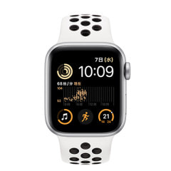 【第2世代】Apple Watch SE 40mm GPSモデル MNL93J/A+MPGK3FE/A A2722【シルバーアルミニウムケース/サミットホワイト ブラックNikeスポーツバンド】