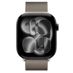 Apple Watch Series11 46mm GPSモデル MEW84J/A+MGJ34FE/A A3333【ジェットブラックアルミニウムケース/ナチュラルミラネーゼループ(M/L)】